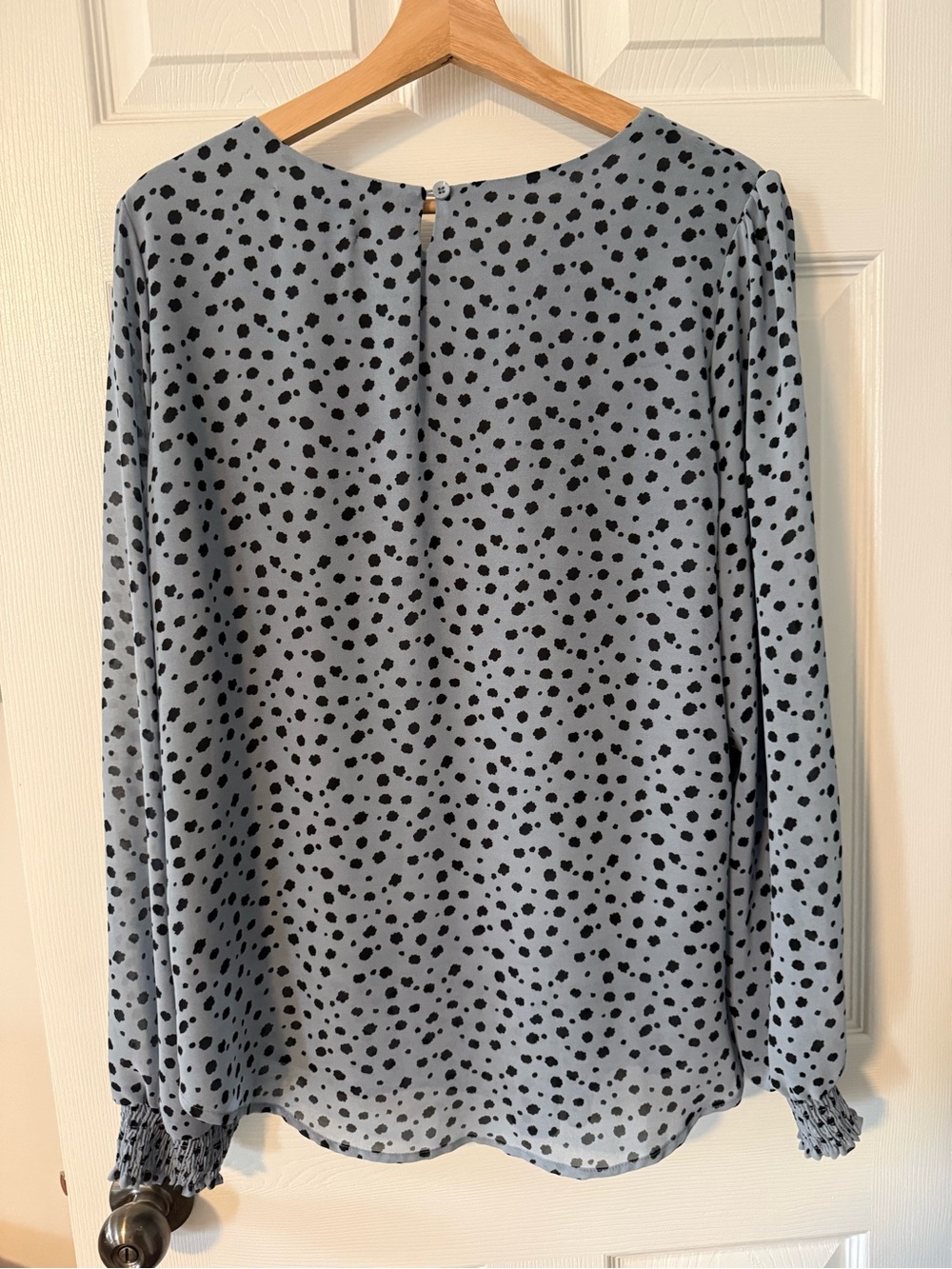 Papillon Blanc Blue Polka Dot Long-Sleeve Blouse - Picture 4 of 4